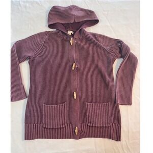 RuffHewn Purple Ribbed Knit Hooded Toggle Cardigan Sweater 1X
